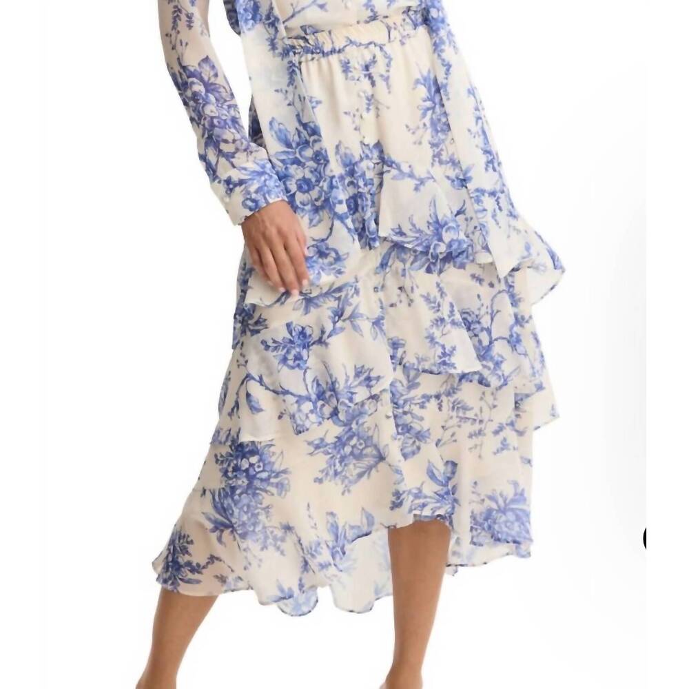 NEW ALLISON NEW YORK ella floral midi skirt in blue
